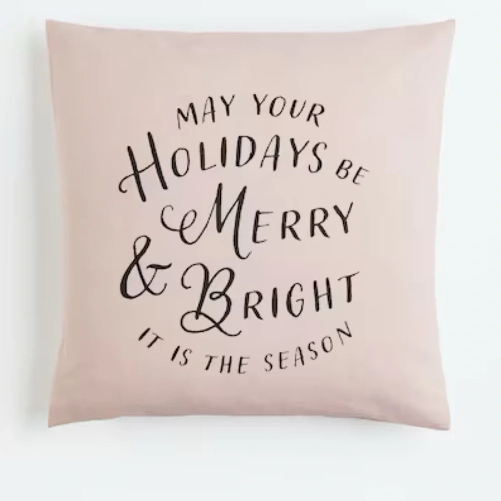 H&M Holiday Pillows with Festive Message Set of 4 - Pink